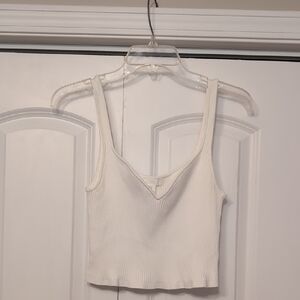 H&M White Ribbed Crop Top